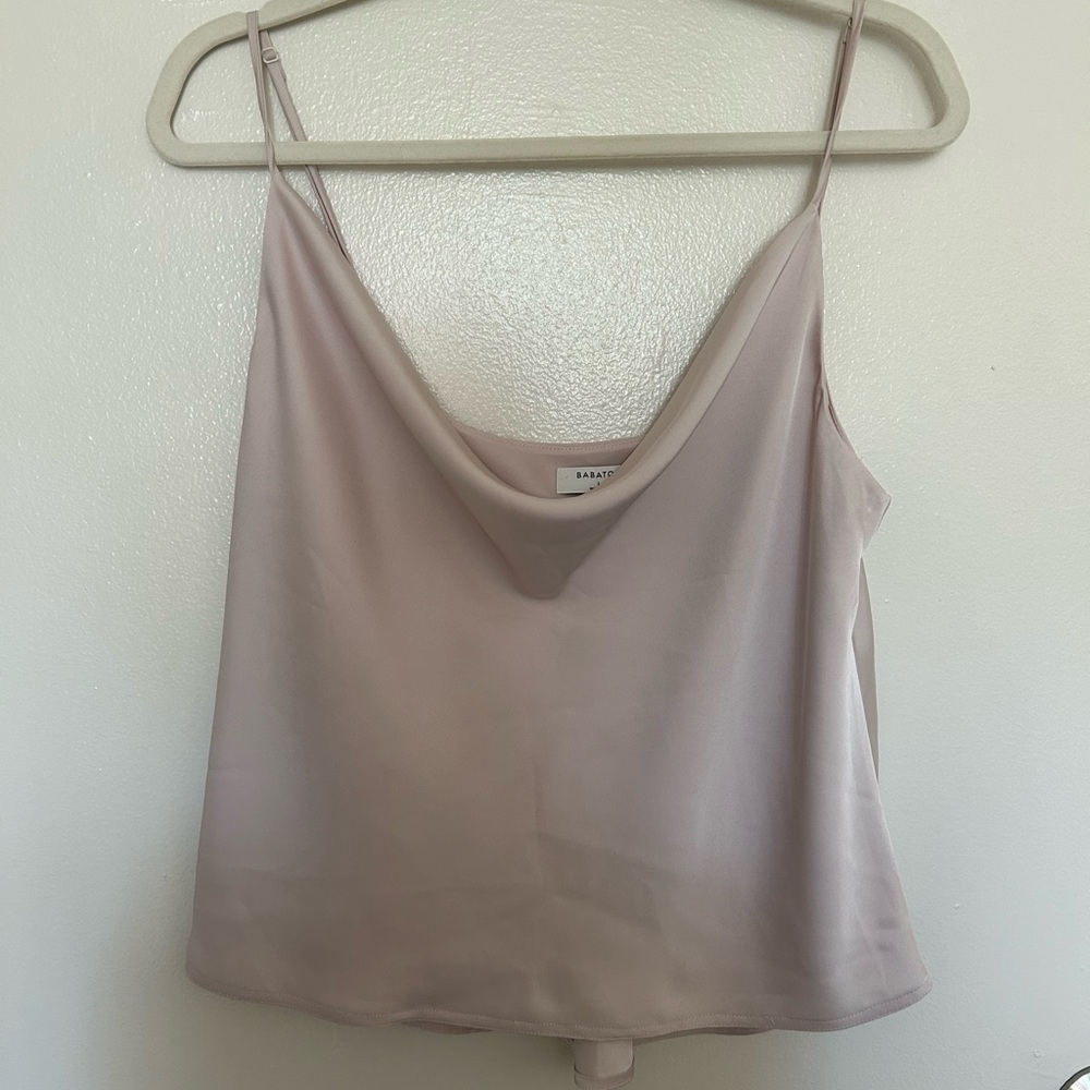 Babaton Tan Tie Front Crop Camisole